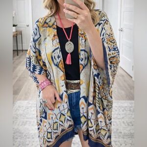 NWT Southern Stitch lightweight boho southwest fringe one size fits most kimono